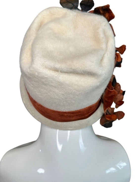 White Cloche Hat, Polar Pure Made In Italy Classic 20s Flapper Florals main image 10